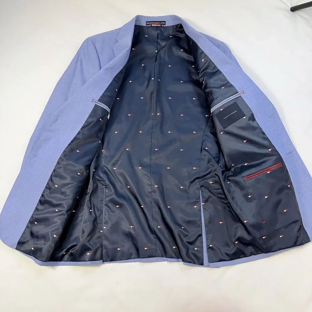 Tommy Hilfiger Modern Fit 2 Piece Set Suit Blazer 36R Pants 30x32 Light Blue
